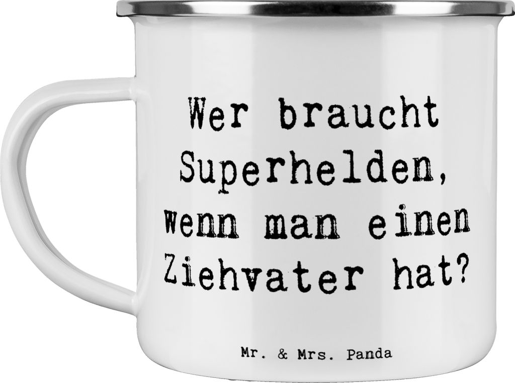 Mr. & Mrs. Panda Kaffeepott Spruch Ziehvater Held - Weiß - Geschenk, Adoptivvater, Pott, Freude, Inspiration, metallbecher, Verwandte, Emaille Tas...