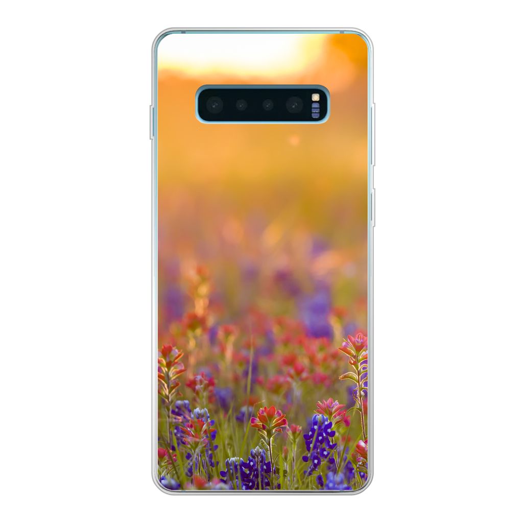 MuchoWow Handyhülle Schutzhülle Hülle für Samsung Galaxy S10 Lite Blumen - Gold - Sonne Silikon Softcase Handy Hülle - Schutz