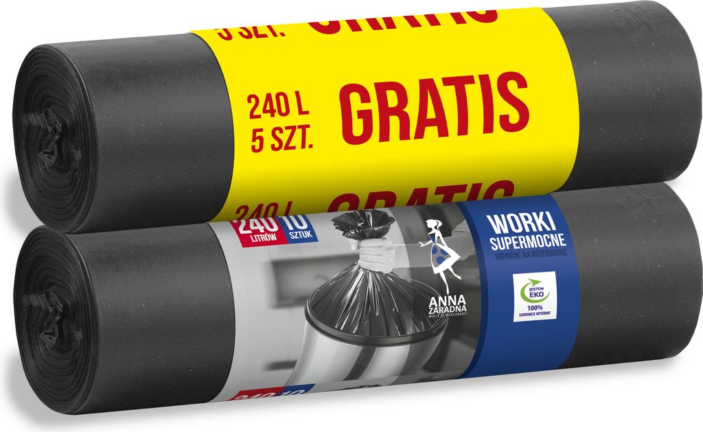 Worki na mieci supermocne ANNA ZARADNA 240 l, 10 szt.