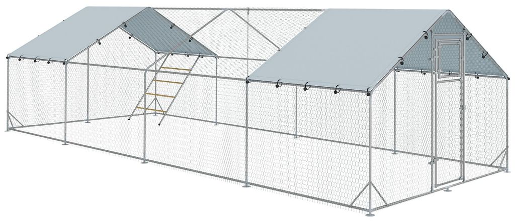 PawHut Hühnerstall Freilaufgehege aus Stahl, 3 x 8 x 1,95 m Produktbild 