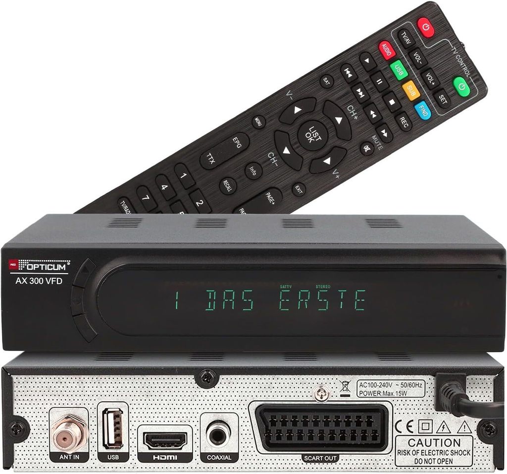 Opticum AX 300 VFD FHD Receiver, DVB-S2, PVR Productafbeelding 