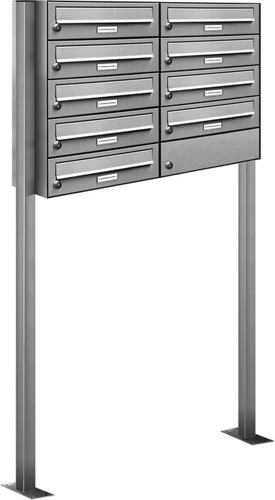 9er Edelstahl Stand Briefkasten Anlage Freistehend
