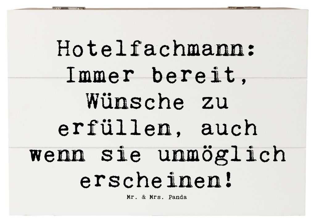 Mr. & Mrs. Panda Holzkiste Spruch Hotelfachmann Zauber 22 x 15 cm - Weiß - Geschenk, Hotellerie, Teamgeist, Berufsliebe, holzschachtel, Holztruhe,...