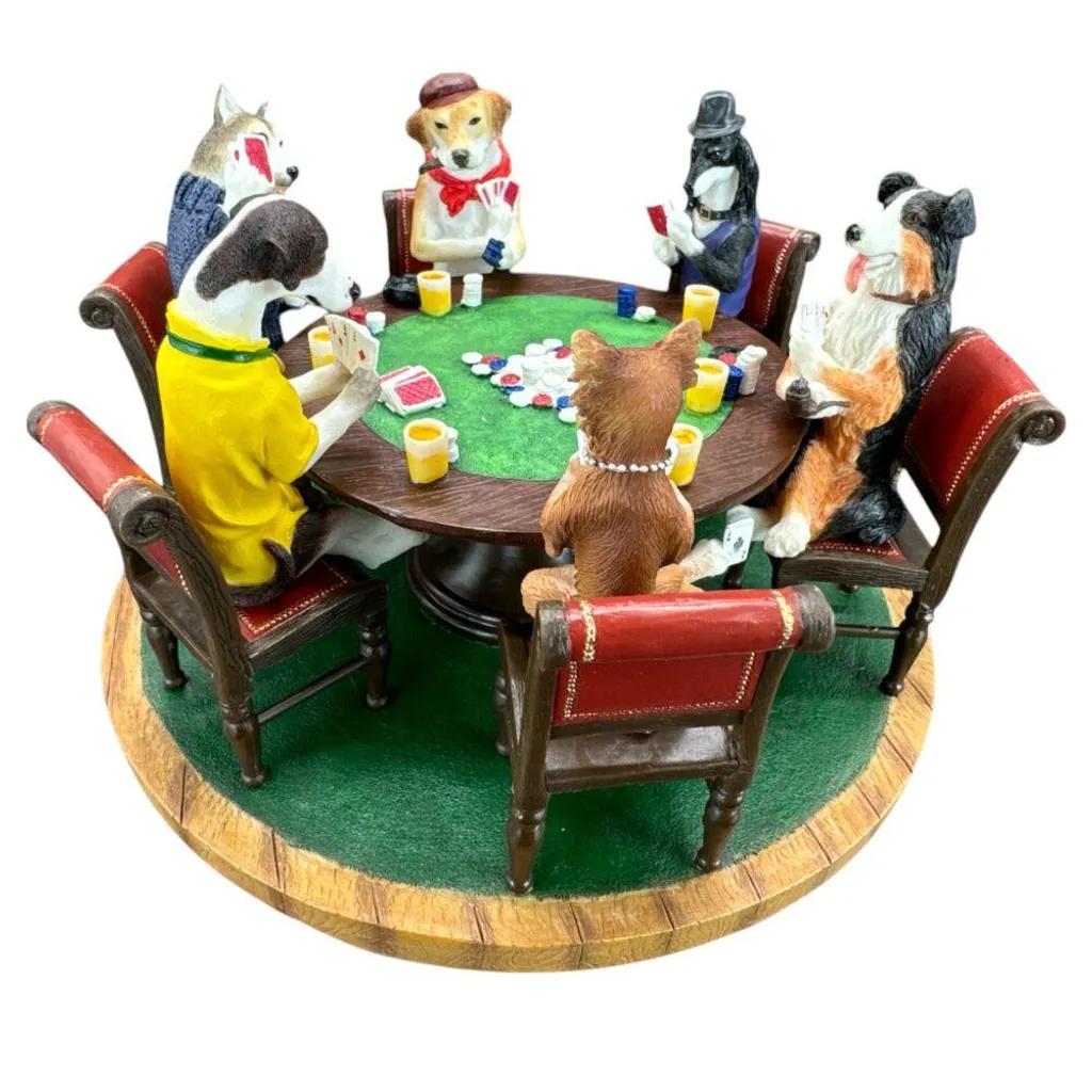Figurine Chiens Poker Vintage - Décoration de Table en Résine Détaillée