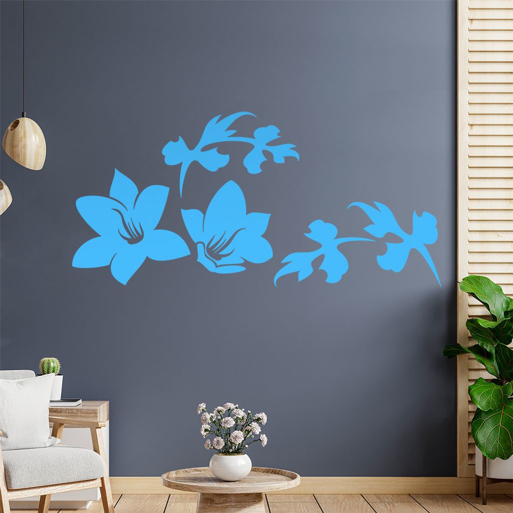 Blume - Linien Wandtattoo in 6 Größen - Wandaufkleber Wall Sticker - Dekoration, Küche, Wohnzimmer, Schlafzimmer, Badezimmer