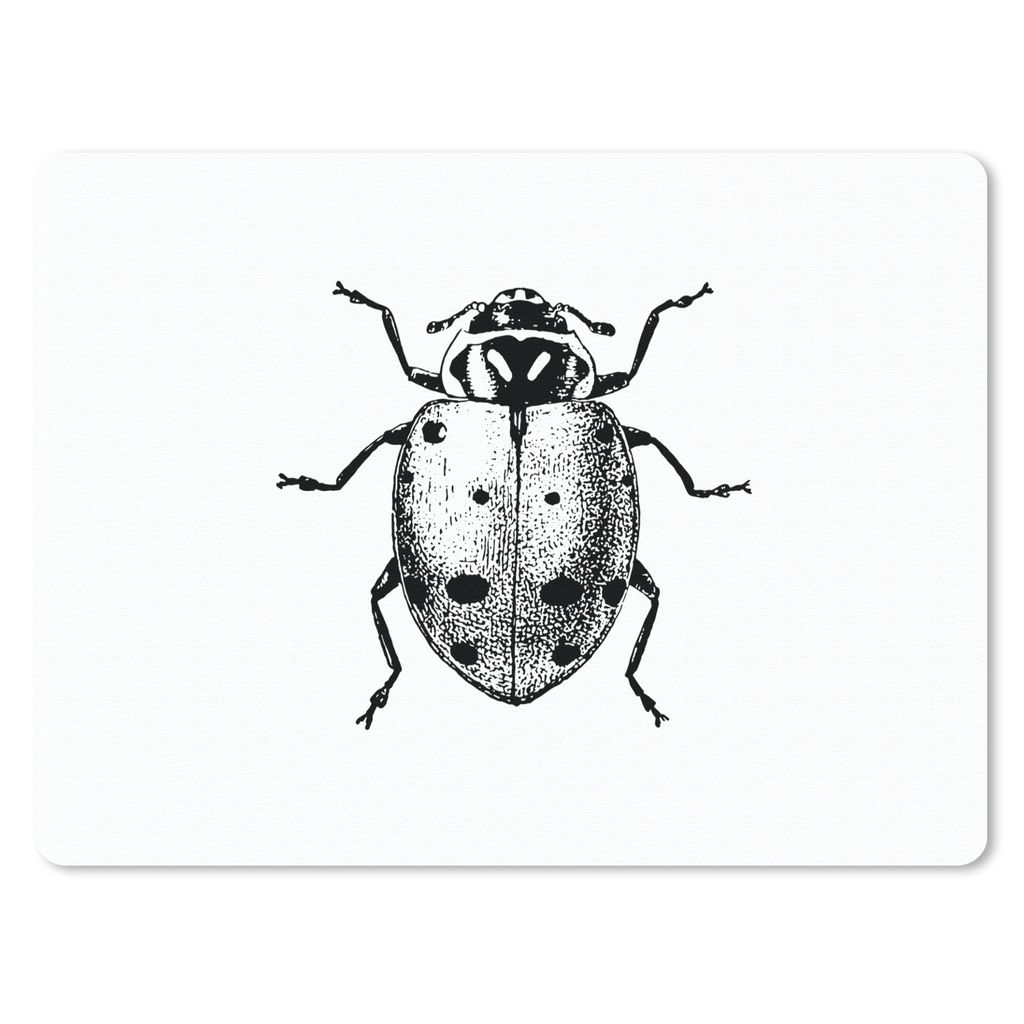 MuchoWow Mauspad Mousepad Vintage - Marienkäfer - Insekten - Schwarz und weiß 23x19 cm - Mousepads - Maus Mat - Pad - Mausunterlage - Schreibti...