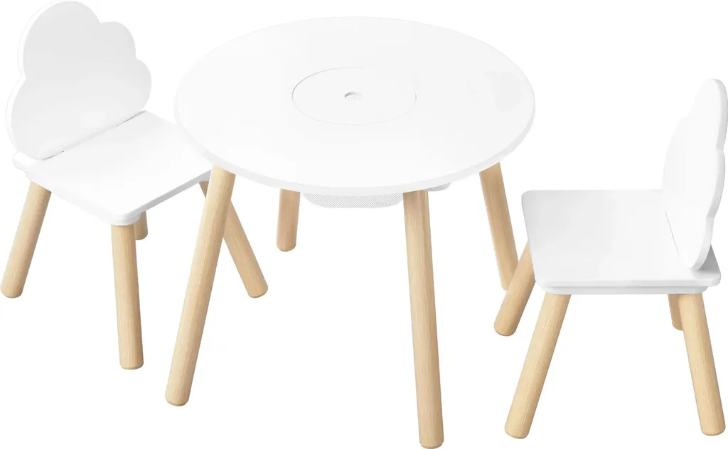 Table enfant et chaises nuage en bois massif - Design scandinave vert