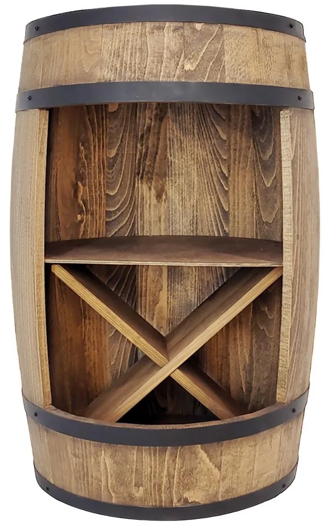 Tonneau de bar en bois wengé rustique, design authentique 80 x 50 cm
