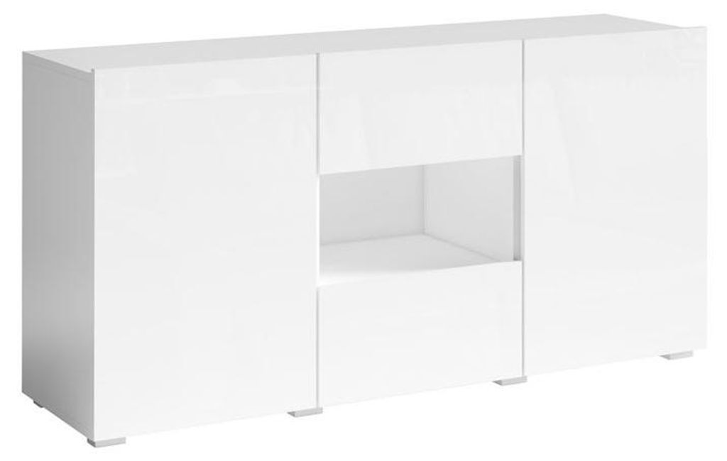 Kommode "Delos" Sideboard 136,5x37,5x69cm 3-türig weiß Hochglanz