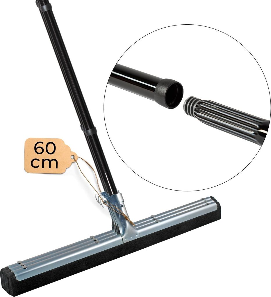 Novaliv 3x Badabzieher mit Stiel 60 cm Dusche Metall Badabzieher Dusche Metall XXL breit Fliesen Wasser Abzieher Schieber für Boden Wasserabzieher...