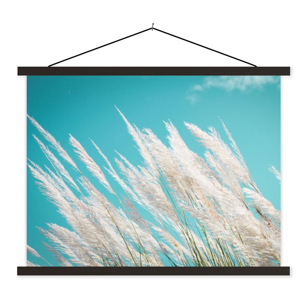 MuchoWow Textilposter Pampasgras - Pflanze 150x113 cm mit schwarzem Rahmen - Wohnzimmer