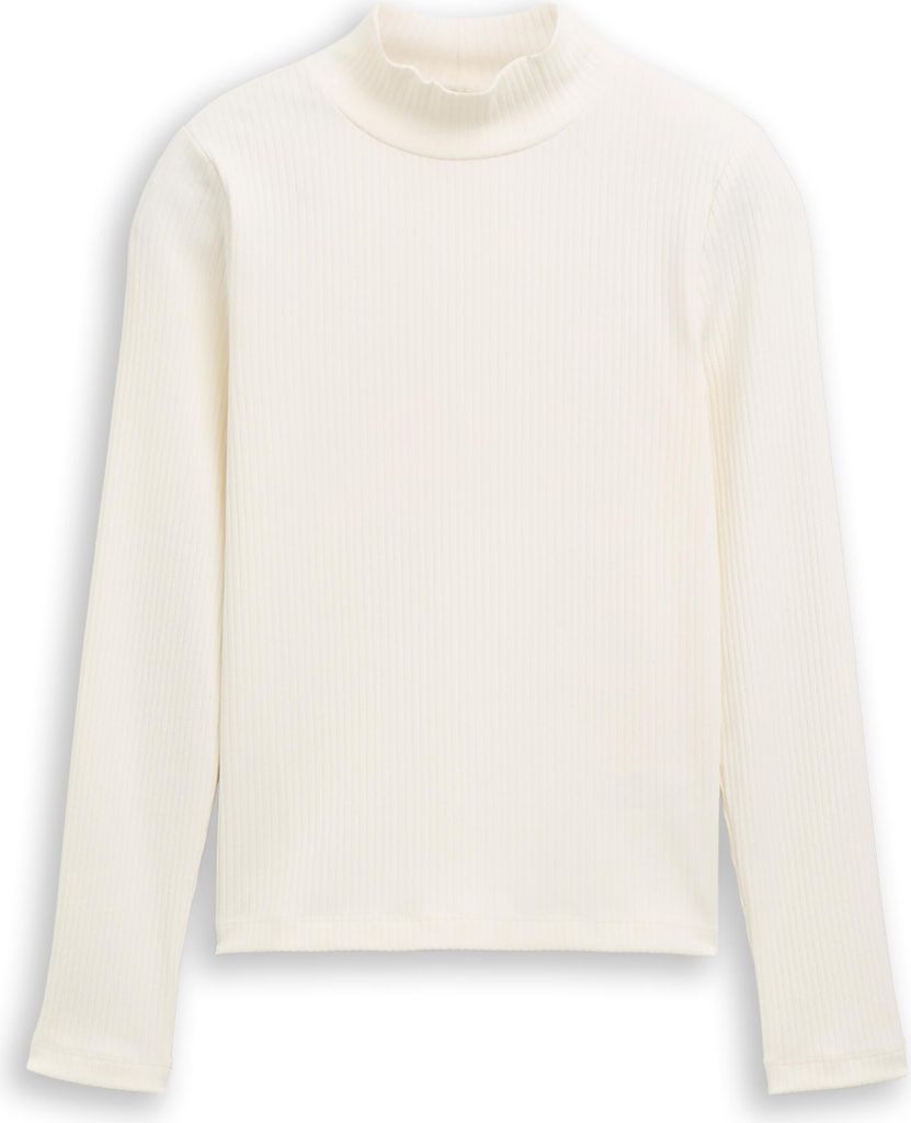 Ripp Langarmshirt mit Stehkragen