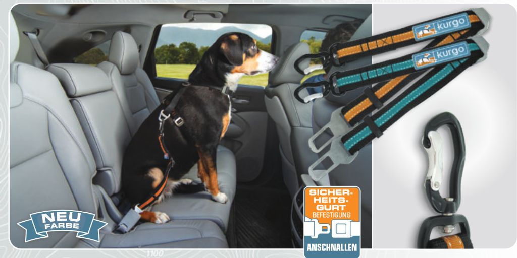 Kurgo Direct to Seatbelt Swivel Tether Autogurt Gurtverlängerung, Farbe:orange