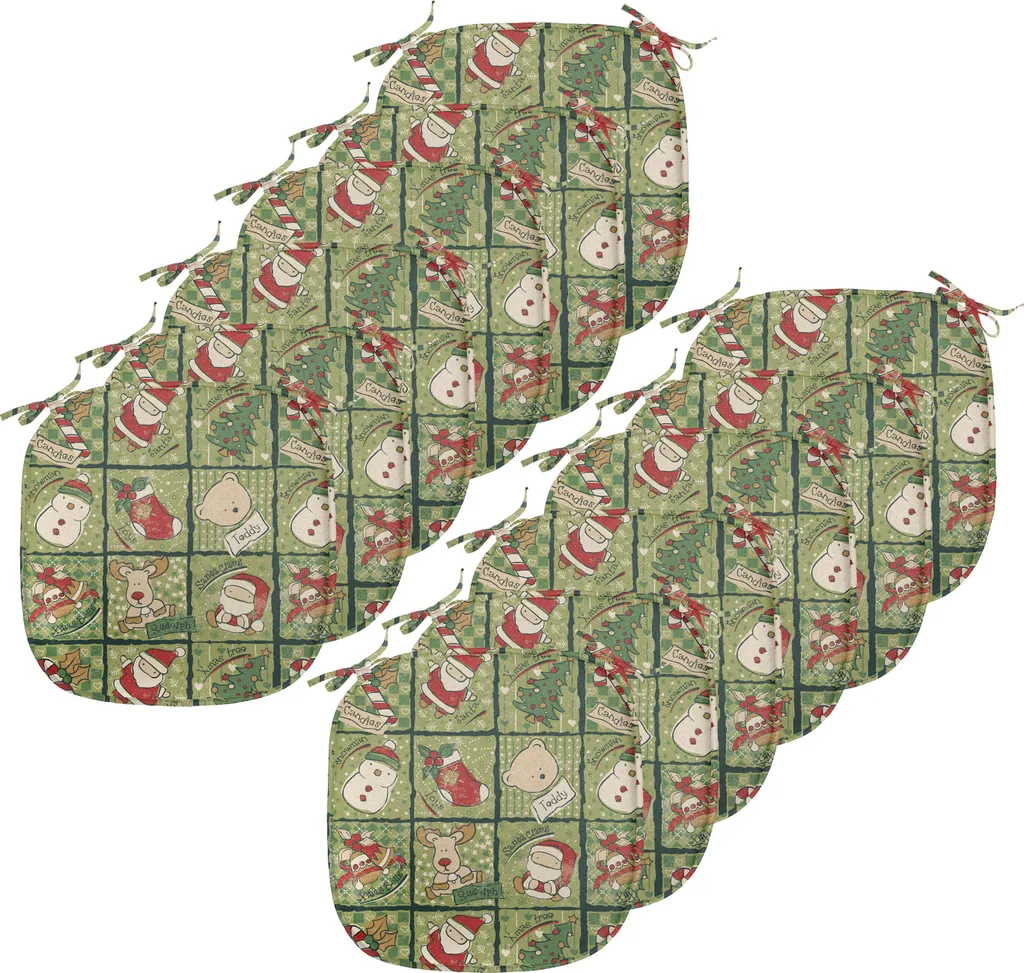 ABAKUHAUS Lot de 12 Galettes de Chaise Noël Ours en Peluche 40x40cm