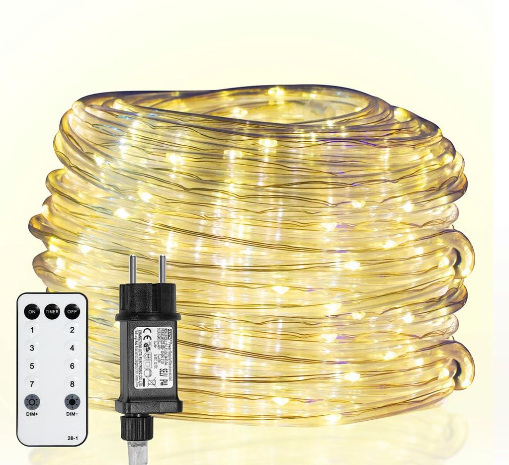Peviasot 20m LED Lichtschlauch Außen Innen, Wasserfest LED Schlauch,Partylicht Dekobeleuchtung Weihnachten,WarmWeiß