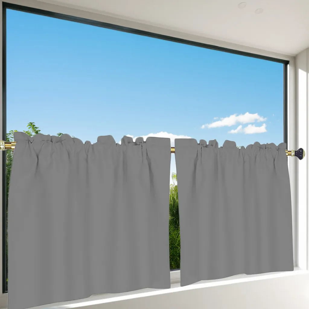 set di 2 tende bistrot Tenda a rullo per finestra opaca Tenda corta, LxH: 85x76cm, grigio