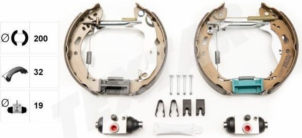 4 Textar Bremsbacken vormontiert mit Radzylinder für Ford Fiesta