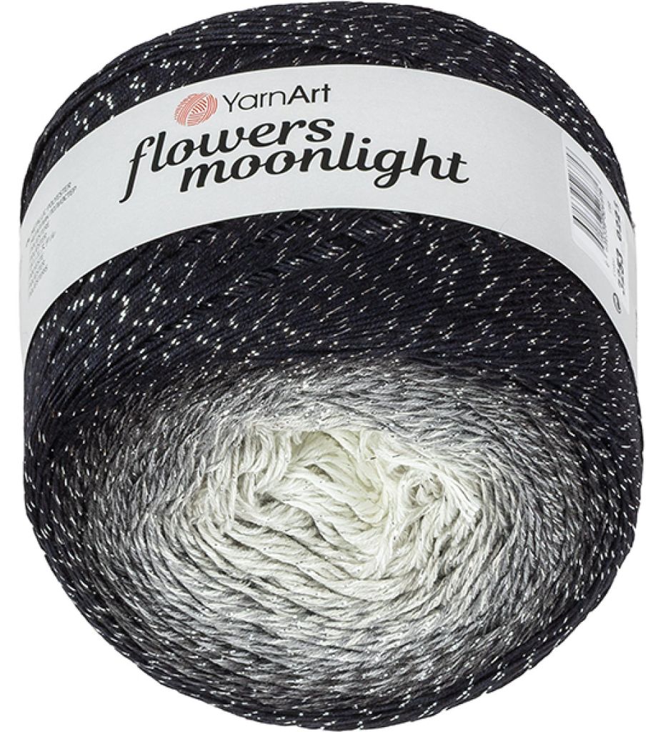 Garn „Flowers Moonlight“ – 260 g, 1000 m – Schwarz, Grau Produktbild 