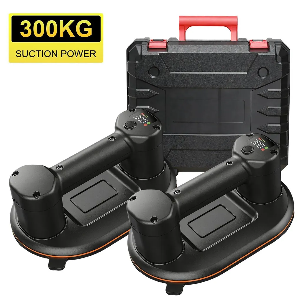 Ventouses à Vide 300kg avec Écran LED de Contrôle - Pack de 2 Noires