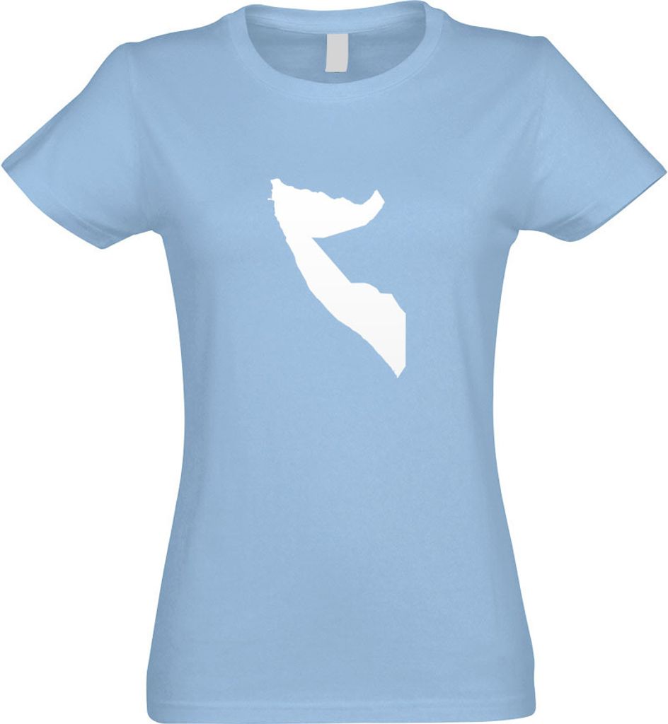 Kiwistar - T-Shirt tailliert - Damen - himmelblau - Somalia Umriss Kontur - mit Motiv Bedruckt - Funshirt Design - Sport - Freizeit - Damen - XL