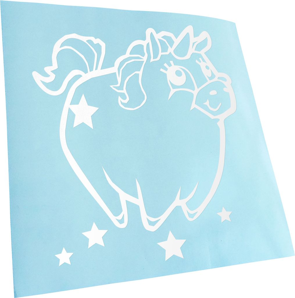 Kiwistar - Autoaufkleber - Pummeliges Einhorn Heckscheibe - Aufkleber für Auto Kfz Fahrrad, LKW, Truck Mofa