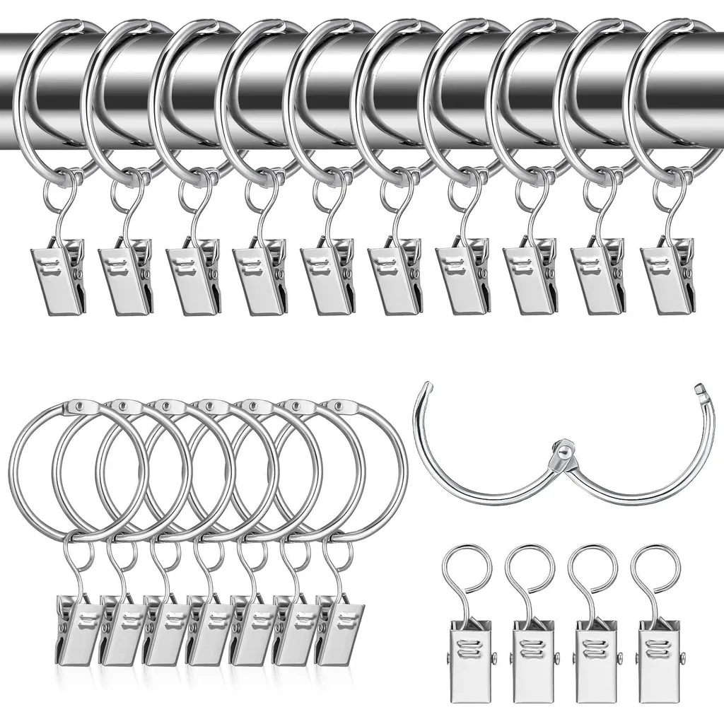 Anneaux pour Rideaux avec Pinces en Métal de 32 mm - Lot de 40 Unités