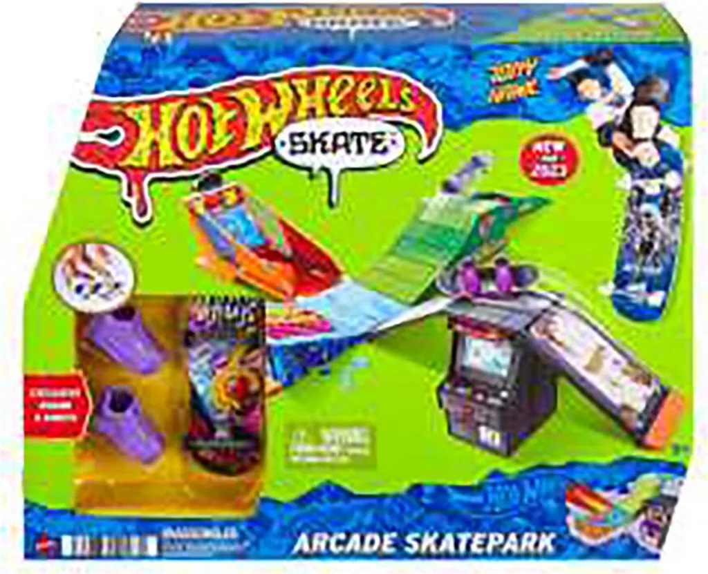 Coffret Skatepark de Doigts Hot Wheels Skate avec Rampe et Accessoires