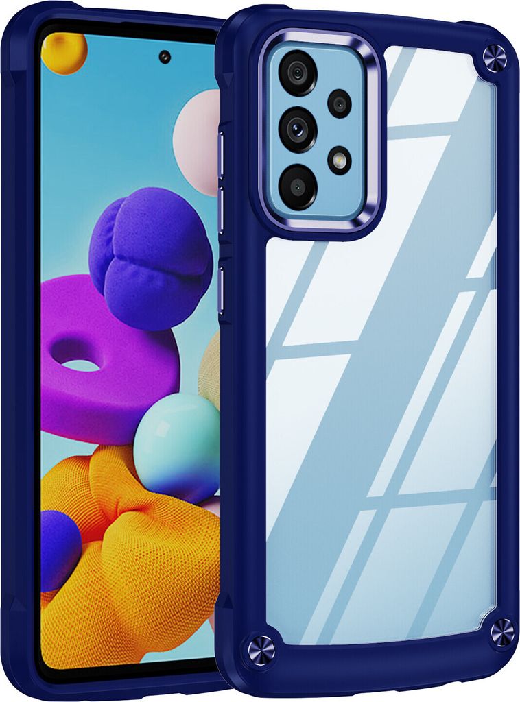 Samsung A52 Hülle, Hybrid Transparente PC Robust TPU Bumper Stoßfest Schutzhülle für Samsung Galaxy A52 5G/A52 4G/A52S 5G Blau