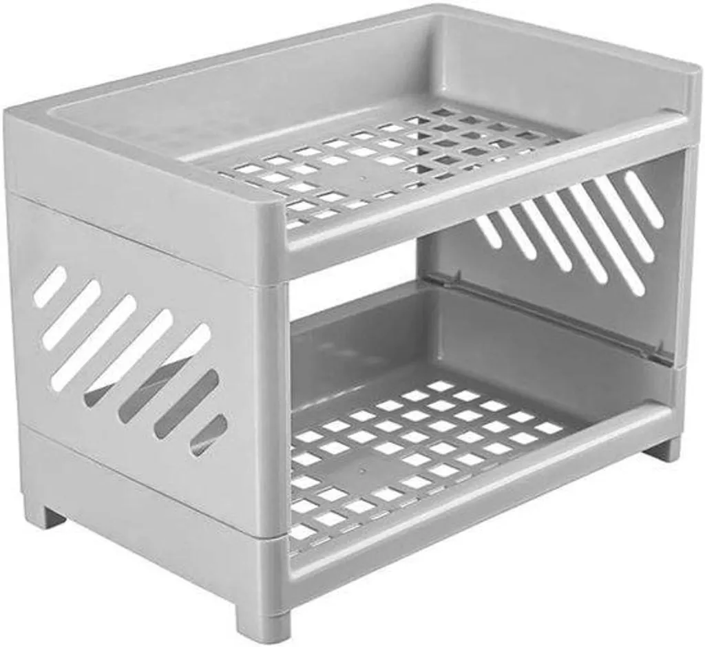 Organiseur de bureau gris anti-désordre pour fournitures et maquillage