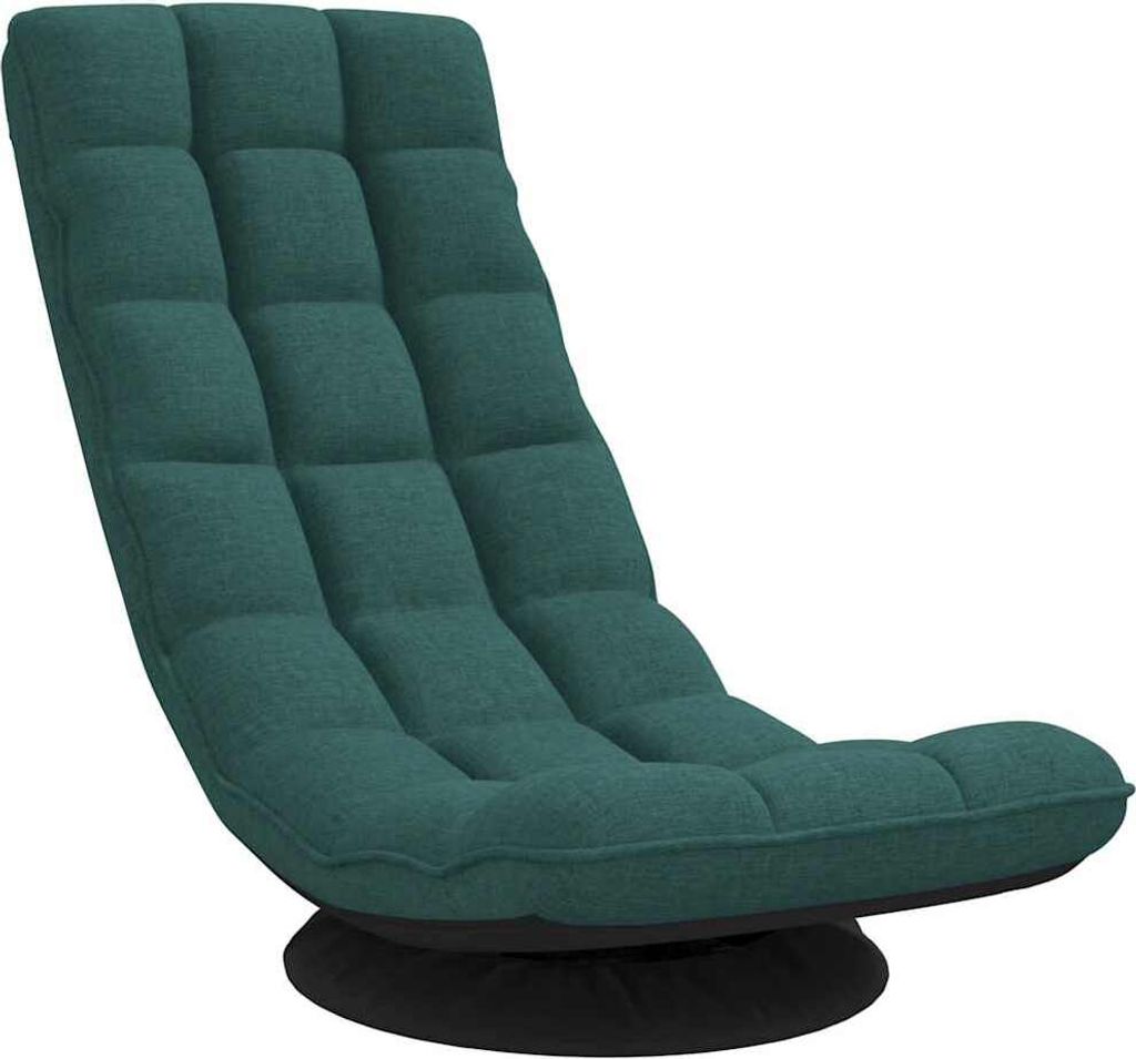 A dark green floor chair with a swivel base, shown against a white background.