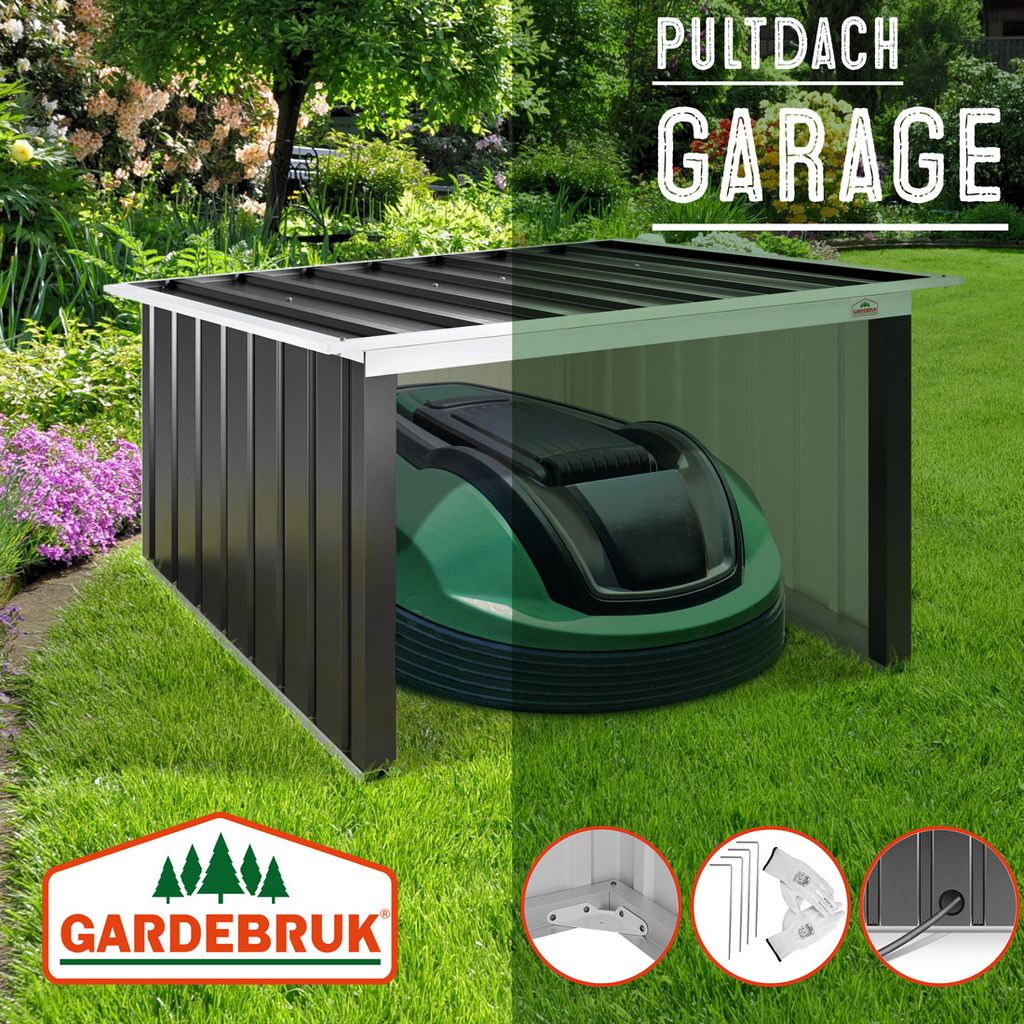 Garage für Mähroboter, Zubehör, Rasenmäher, optimaler Sonnen- und  Regenschutz für Rasenroboter und Ladestation