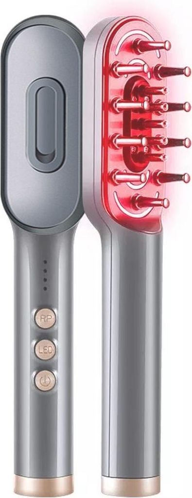 LED Haarkamm gegen Haarausfall mit RP Technologie, Kopfhautmassage, elektrisches Haarwachstumsgerät für Männer & Frauen, grau