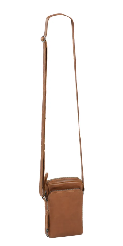 The Chesterfield Brand Hamilton sac téléphone en cuir cognac véritable