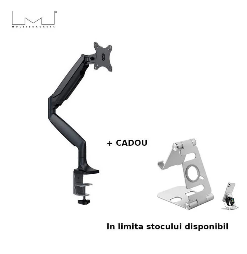 Multibrackets M Deskmount Gas Spring Single Noir - Bras écran articulé