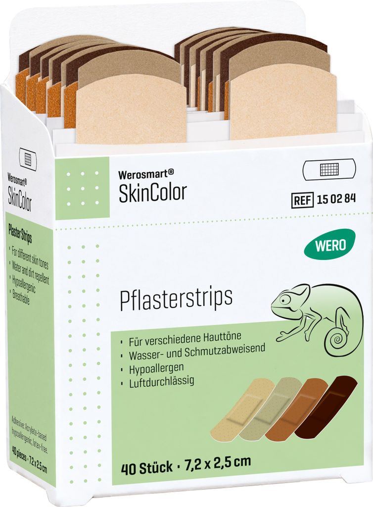 Werosmart SkinColor Pflasterstrips für verschiedene Hauttöne, 40 Stk/Packung