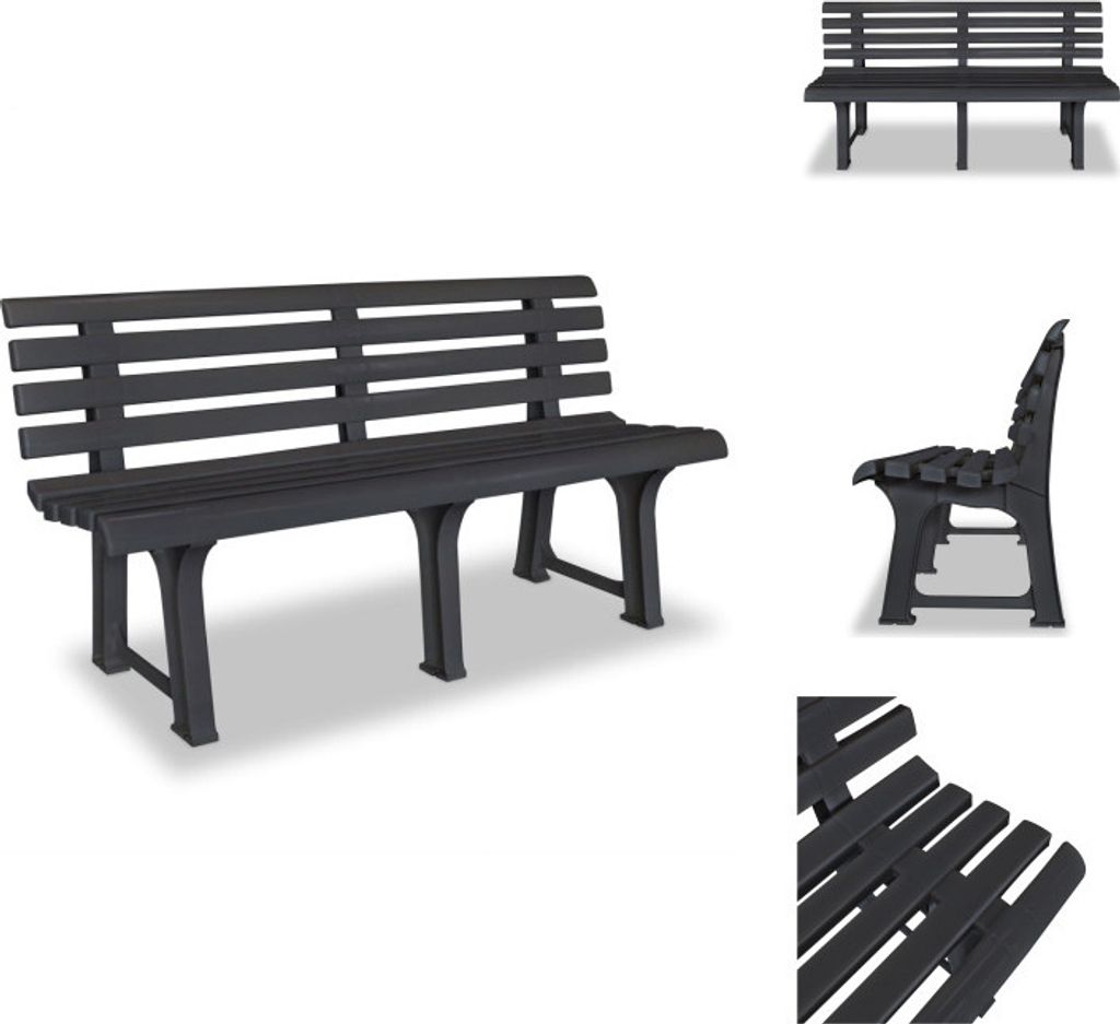 vidaXL Gartenbank 145,5 cm Kunststoff Anthrazit - Gartenbänke