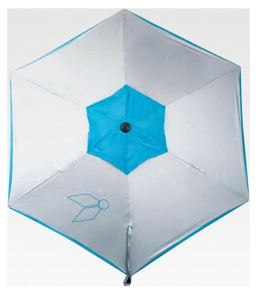 Moderner Sonnenschirm Grau/Hellblau, Durchmesser 200 cm und Höhe 220 cm