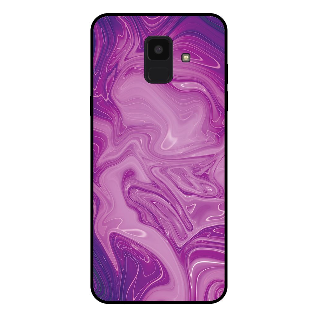 Smartphonica Handytasche für Samsung Galaxy A6 2018 mit Marmordruck - TPU Rückseite Hülle Marmor Design - Lila
