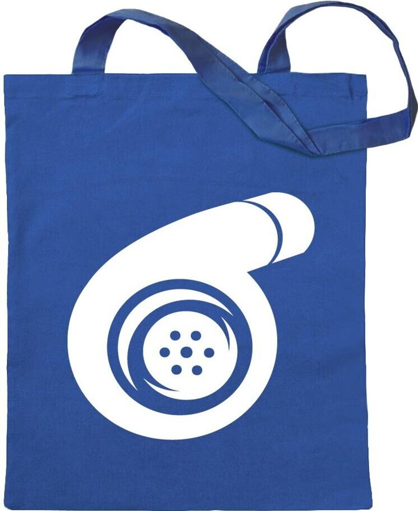 Kiwistar - Baumwolltasche - royalblau - Turbolader - Tragetasche Stoffbeutel Umhängetasche langer Henkel