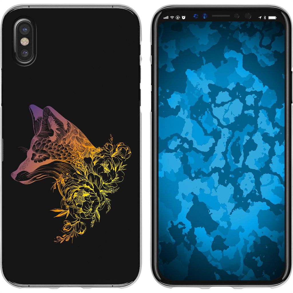 PhoneNatic Case kompatibel mit Apple iPhone X / XS Silikon-Hülle Floral Fuchs M1-3