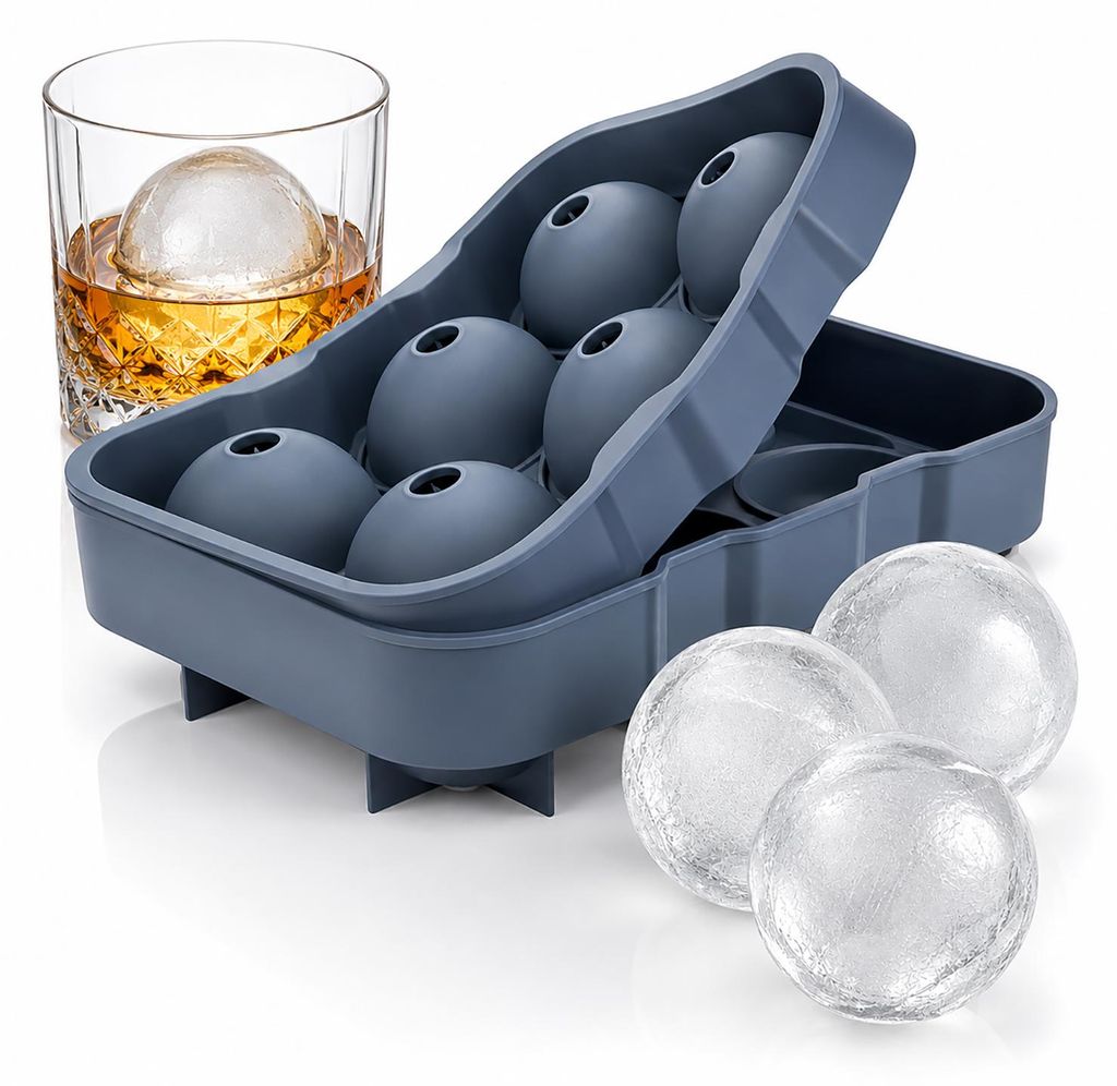 Silikon Eisform für 6 große Eiskugeln Grau – Produktbild 