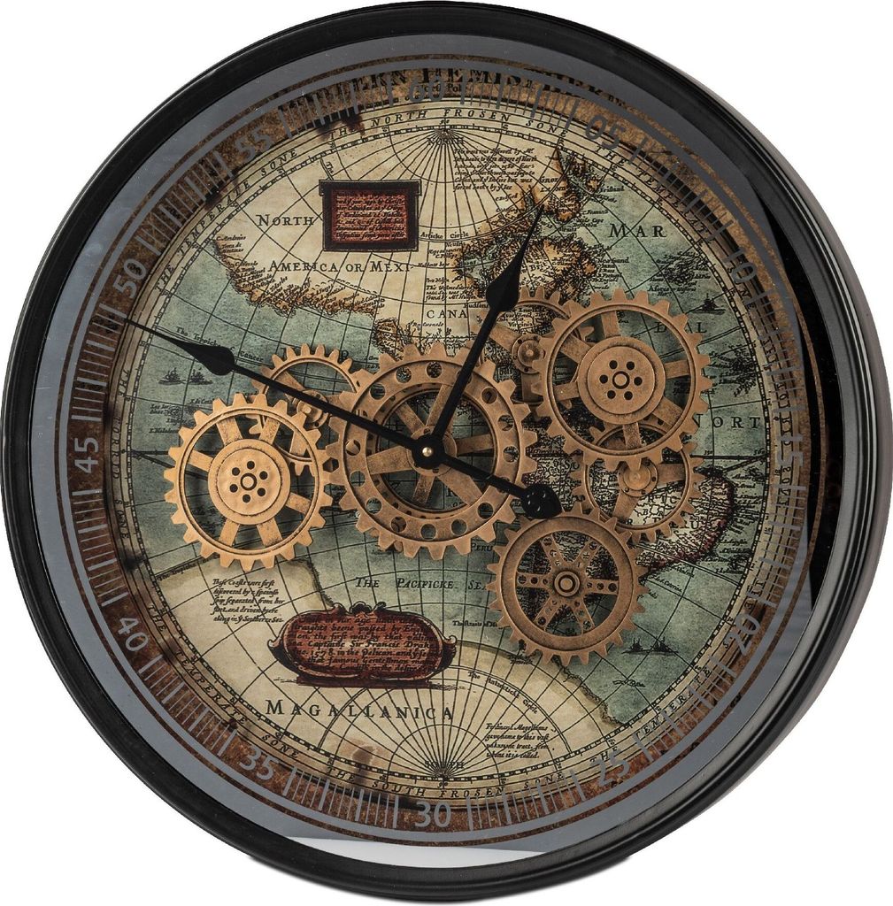 Formano XXL Wanduhr Weltkarte 58cm Metall Uhr mit Produktbild 