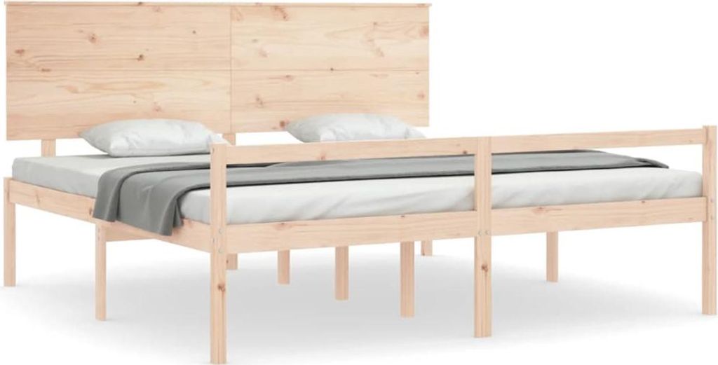 vidaXL Seniorenbett mit Kopfteil 200x200 cm Massivholz