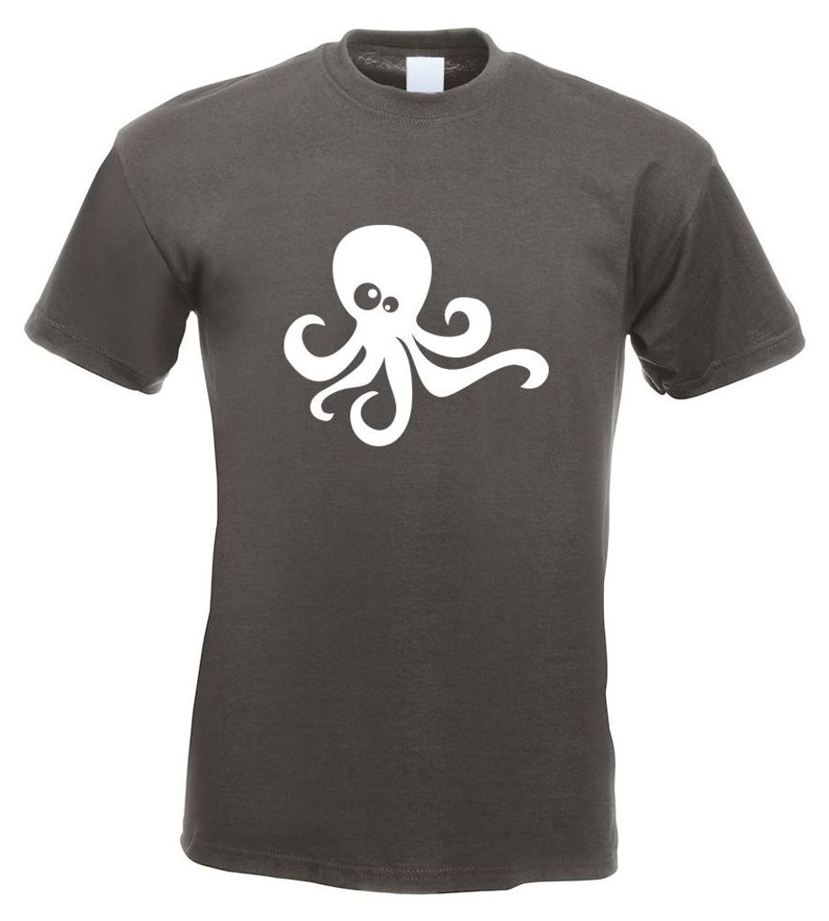 Kiwistar - T-Shirt - Graphit - Oktopus Comic Motiv Bedruckt Funshirt Design Print - mit Motiv Bedruckt - Funshirt Design - Sport - Freizeit - Herre...