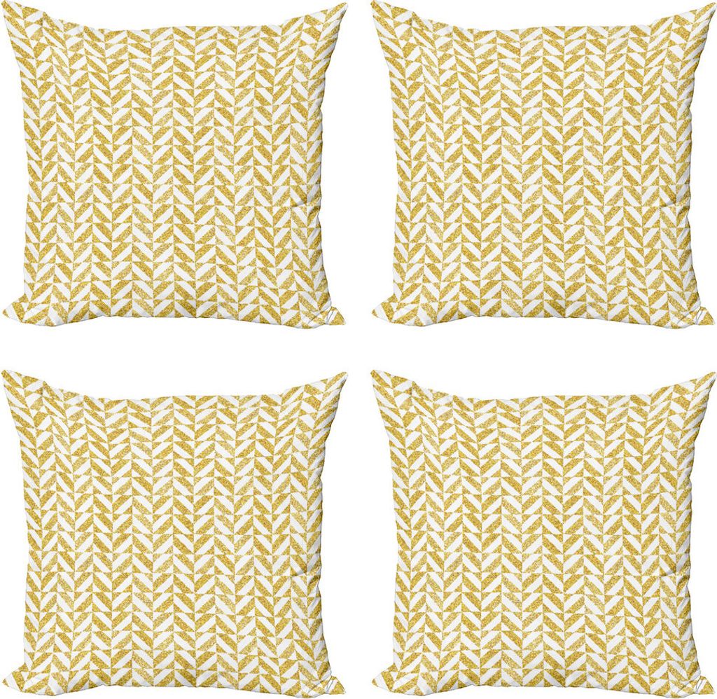ABAKUHAUS Geometrisch Kissenbezug Set (4 Stück), Herringbone Zigzags, Moderner Doppelseitiger Digitaldruck, 40 cm x 40 cm, Erde Gelb und Weiß