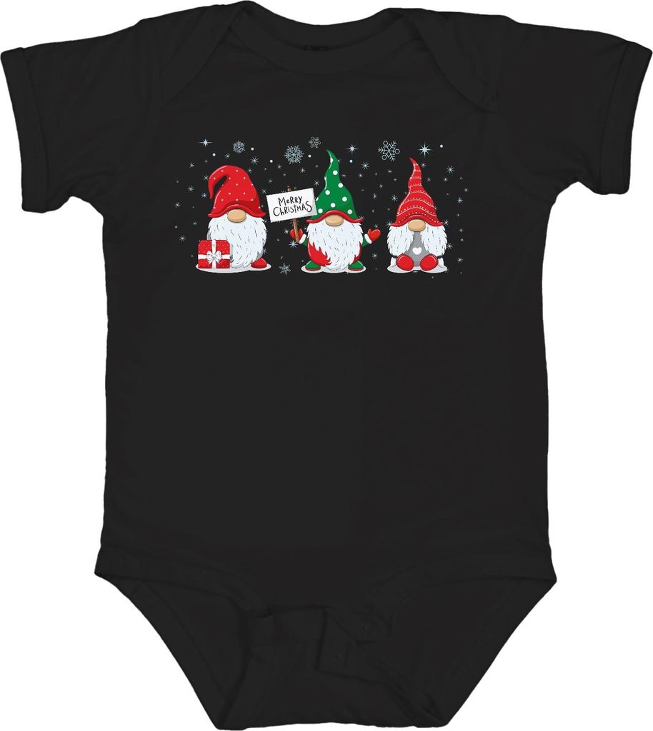 Merry Christmas Gnome Elfen Wichtel - Weihnachten Weihnachtsgeschenk Christmas Unisex Baby Body, Schwarz, 3/6