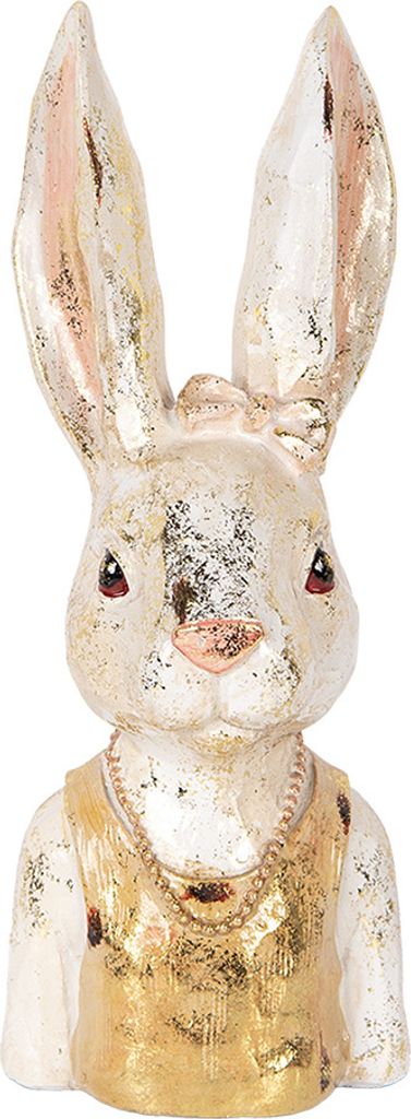 Clayre & Eef Dekorationsfigur Kaninchen 29 cm Weiß Kunststoff