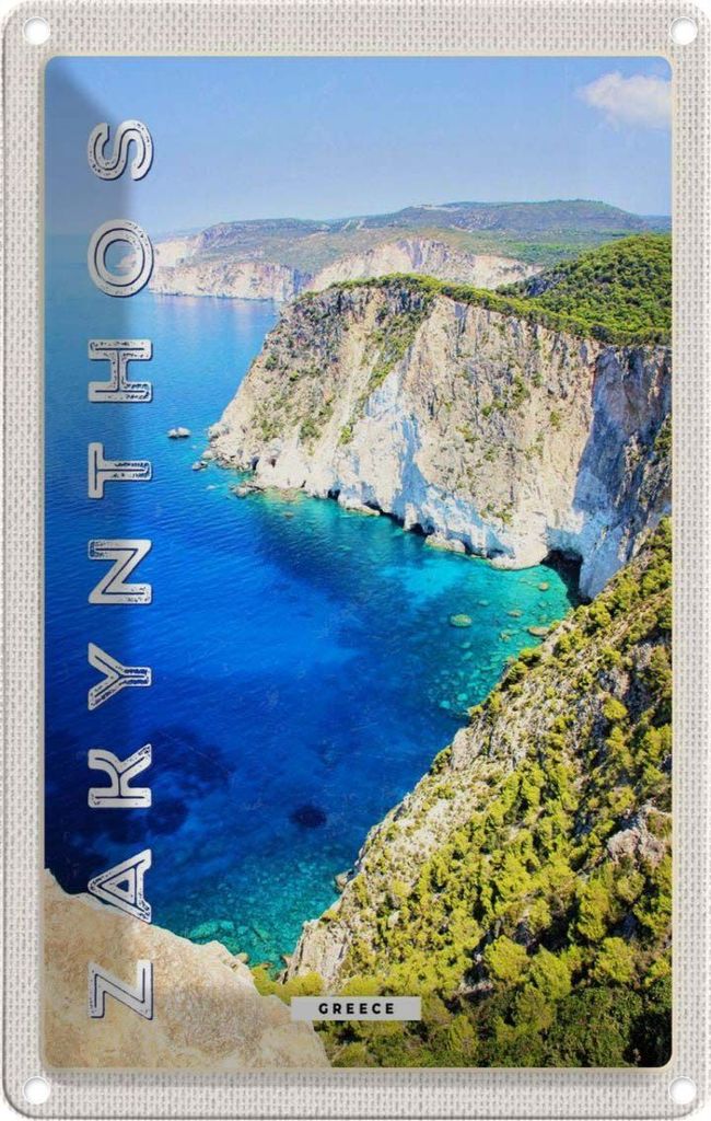vianmo Blechschild 18x12 cm Zakynthos Greece Griechenland Meer Bildmotiv Reisemotiv Abenteuer Reisen Urlaub
