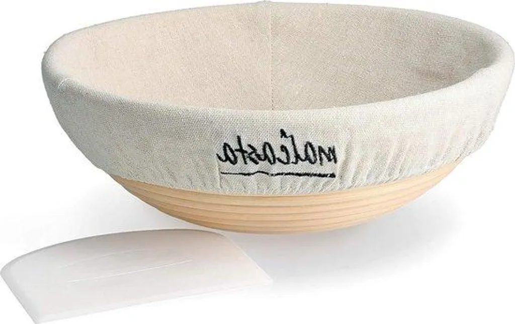 Corbeille à pain ronde 25cm en rotin naturel avec grattoir et housse