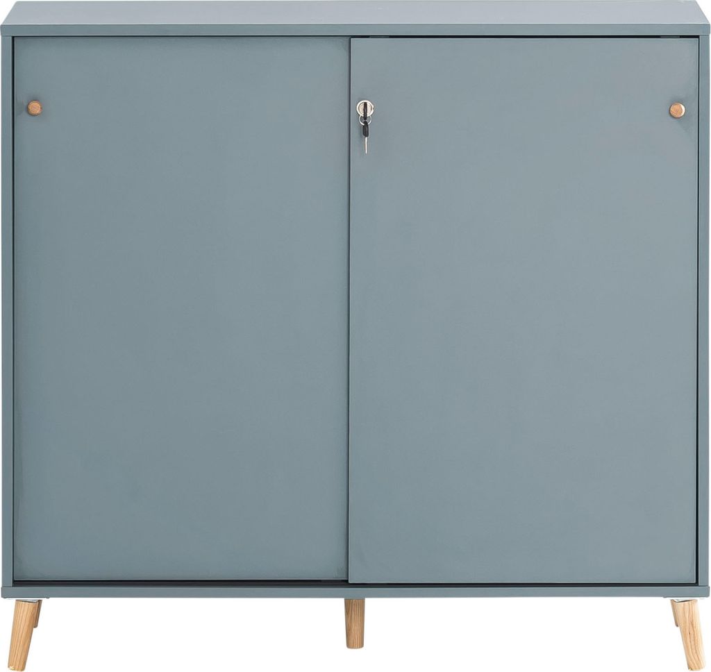 Möbelpartner Aktenschrank Jaguar Large | HxBxT 92,6x100x41cm | 2 Fächern & 2 abschließbare Schiebetüren | Blau
